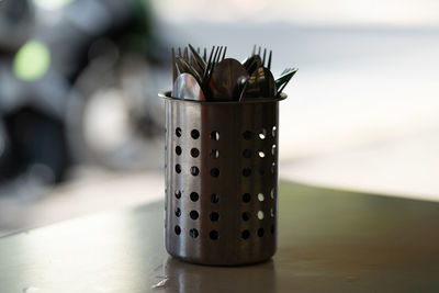 Close-up of potted plant on table