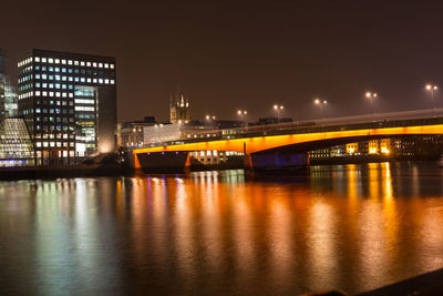 Illuminated city at night