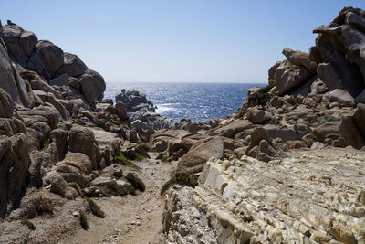 Scenic view of sea against clear sky