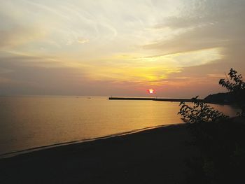 Scenic view of sea at sunset