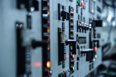 Close-up of control panel of machinery