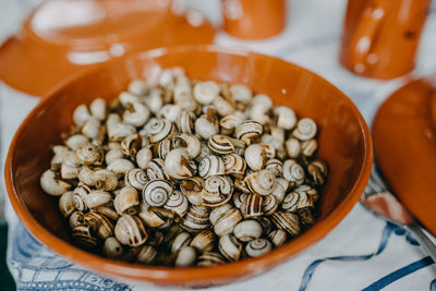 Plate of cooked snails