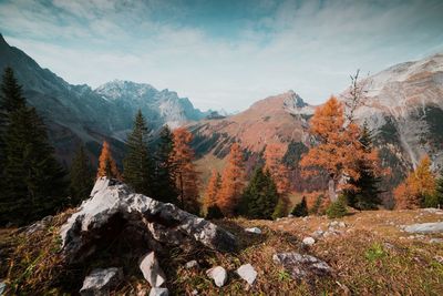 Scenic view of mountains against sky