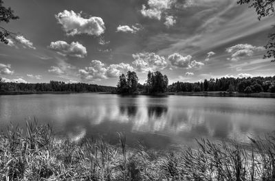 Scenic view of lake against sky