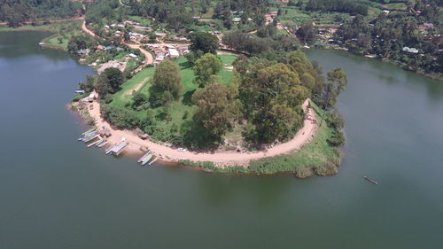 High angle view of river