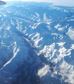 Aerial view of snowcapped mountains