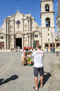 Group of people in front of building