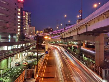 Railroad station platform at night