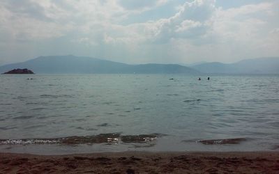 Scenic view of sea against cloudy sky