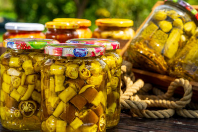 Close-up of food on table