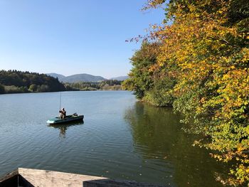 Scenic view of lake against sky