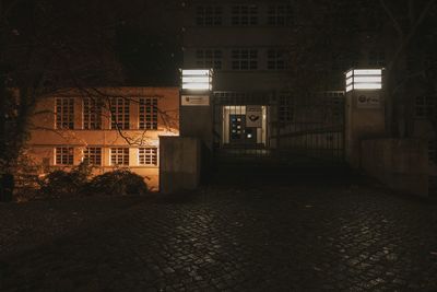 Illuminated buildings at night