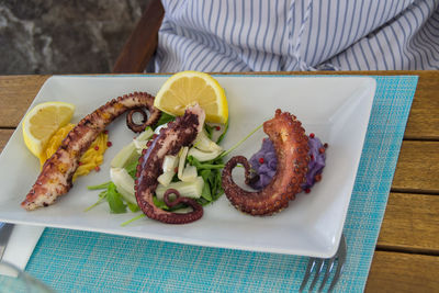 High angle view of food on table