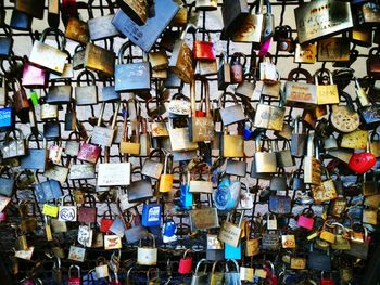 Full frame shot of padlocks hanging