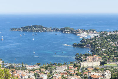 Aerial view of saint-jean-cap-ferrat with the blue sea and beautiful beaches