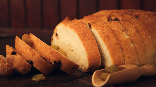 Close-up of bread on table