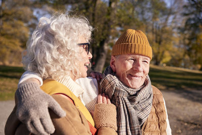 Senior couple in autumn park