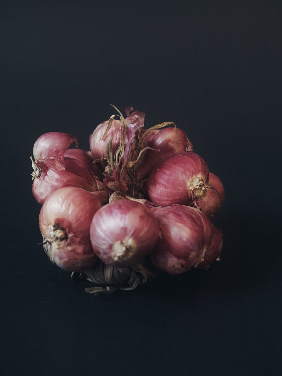 food and drink, food, freshness, studio shot, plant, wellbeing, healthy eating, produce, indoors, vegetable, flower, black background, ingredient, garlic, still life, red onion, shallot, spice, onion, garlic bulb, no people, raw food, copy space, organic, macro photography, close-up, still life photography, petal