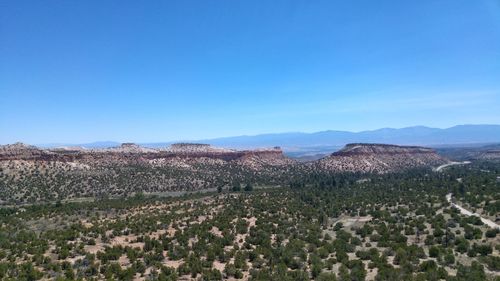 Scenic view of landscape against clear blue sky