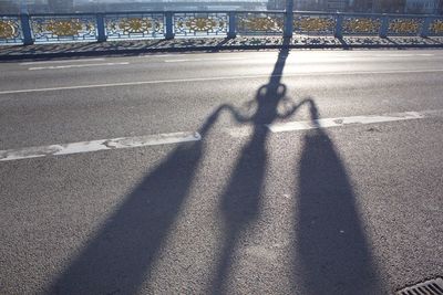 High angle view of shadow on floor