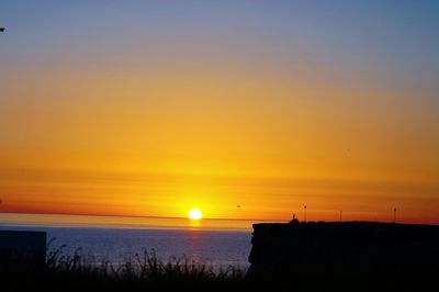 Scenic view of sunset over sea