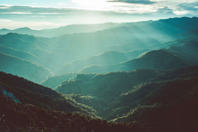 Sunset among the mountains in thailand