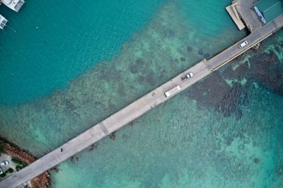 High angle view of swimming pool by sea