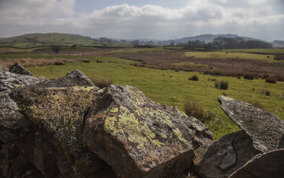 Scenic view of land against sky