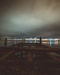 Scenic view of beach against sky at night