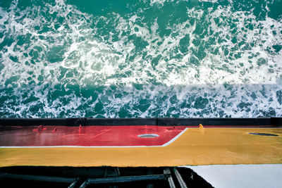 Directly above shot of ferry sailing sea