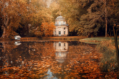 Reflection of trees in lake during autumn