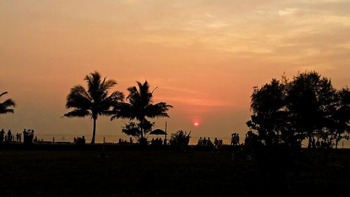 Silhouette trees against sky during sunset