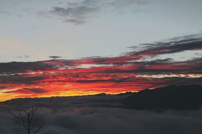 Low angle view of dramatic sky during sunset