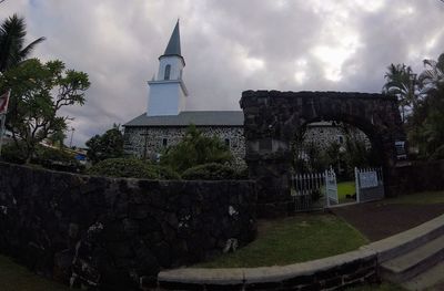 Exterior of historic building against sky