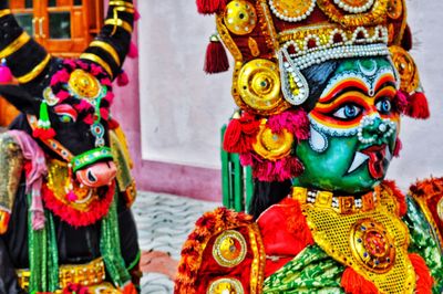 Close-up of multi colored mask outdoors