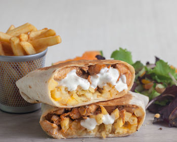 Close-up of food on table