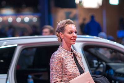 Portrait of woman in car