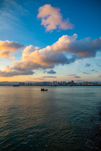 Scenic view of sea against sky during sunset