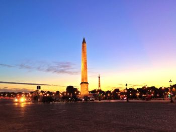 Silhouette of city at dusk