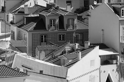 High angle view of residential buildings