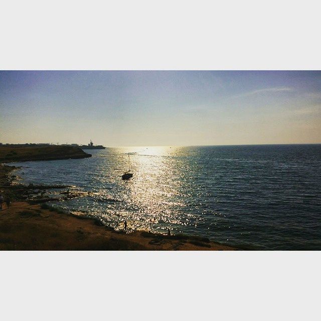 water, sea, horizon over water, transfer print, tranquil scene, scenics, tranquility, beauty in nature, auto post production filter, nature, rippled, waterfront, clear sky, idyllic, seascape, sky, copy space, reflection, sunset, outdoors