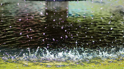 Close-up of water splashing in rain