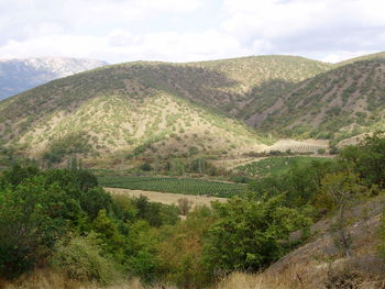 Scenic view of mountains against sky