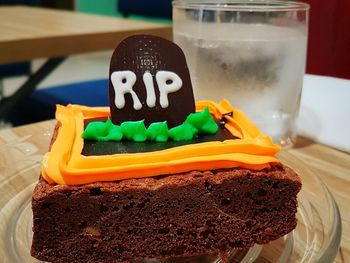 Close-up of cake on table