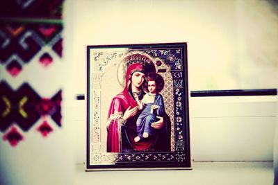 Close-up of carving on wall