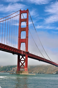 View of golden gate bridge against cloudy sky