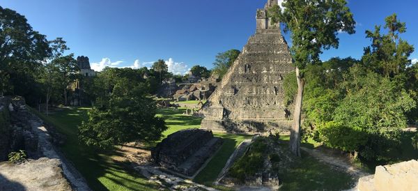 Panoramic view of temple against sky