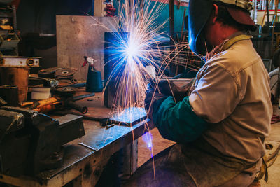 Portrait of man doing welding job 