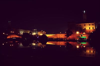 View of illuminated building at night