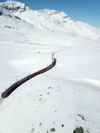 Aerial view of snow covered landscape